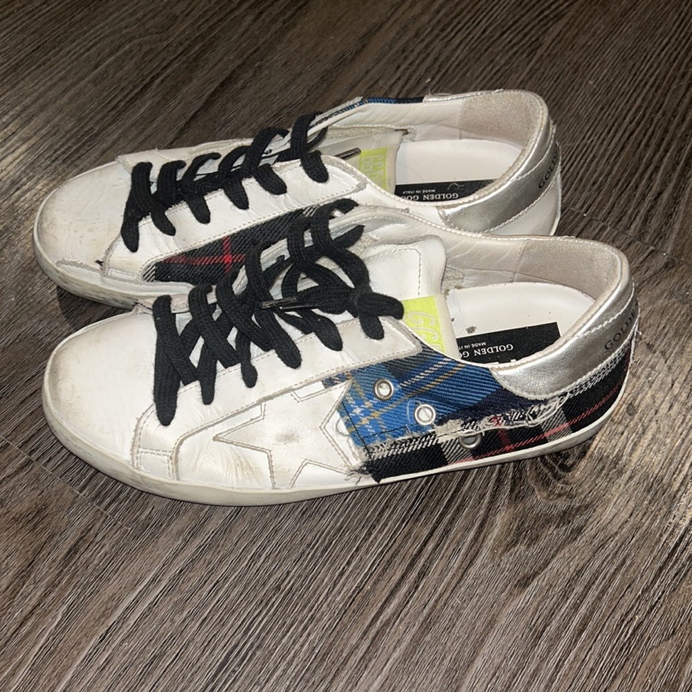golden goose plaid sneakers